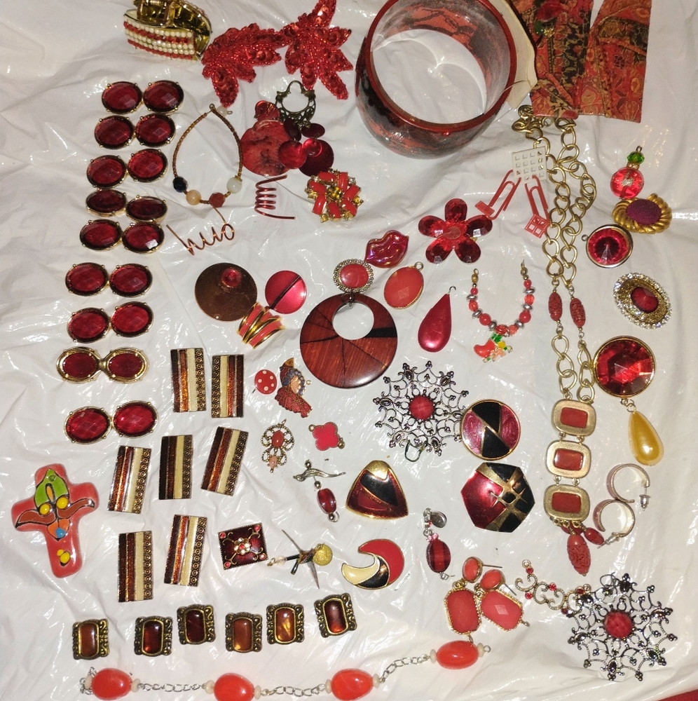 Red lot Of Craft Jewelry Pieces